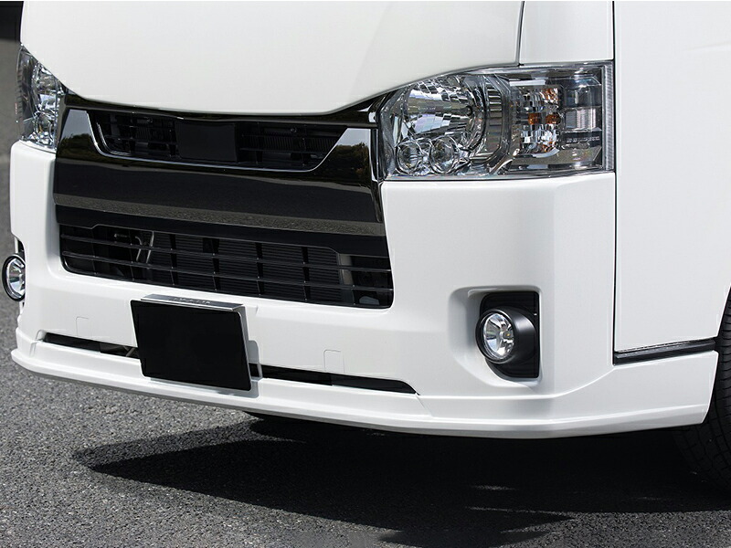 当社塗装品 エセックス ハイエース 200系 4-7型 標準ボディ フロントリップスポイラー Ver.5 ABS 塗装済 ホワイトパール (070)【個人宅発送不可】