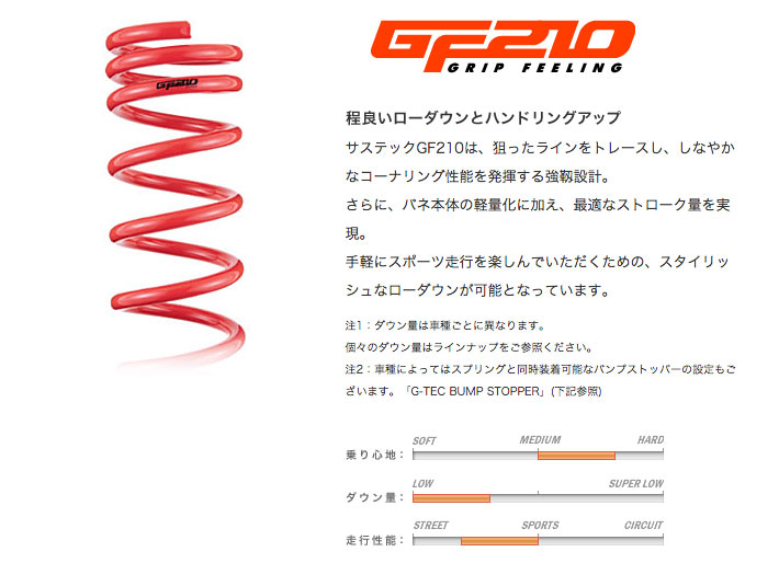 タナベサスペンション(ノーマル形状) サステック SUSTEC GF210 コペン L880K JB-DET 2002年06月～2012年09月｜オートパーツ ダイレクト