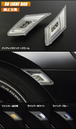 ライツ 3Dライトバー LEDサイドマーカー 交換式 トヨタ 86 / スバル BR-Z 専用 スモークレンズ インナークローム/白光