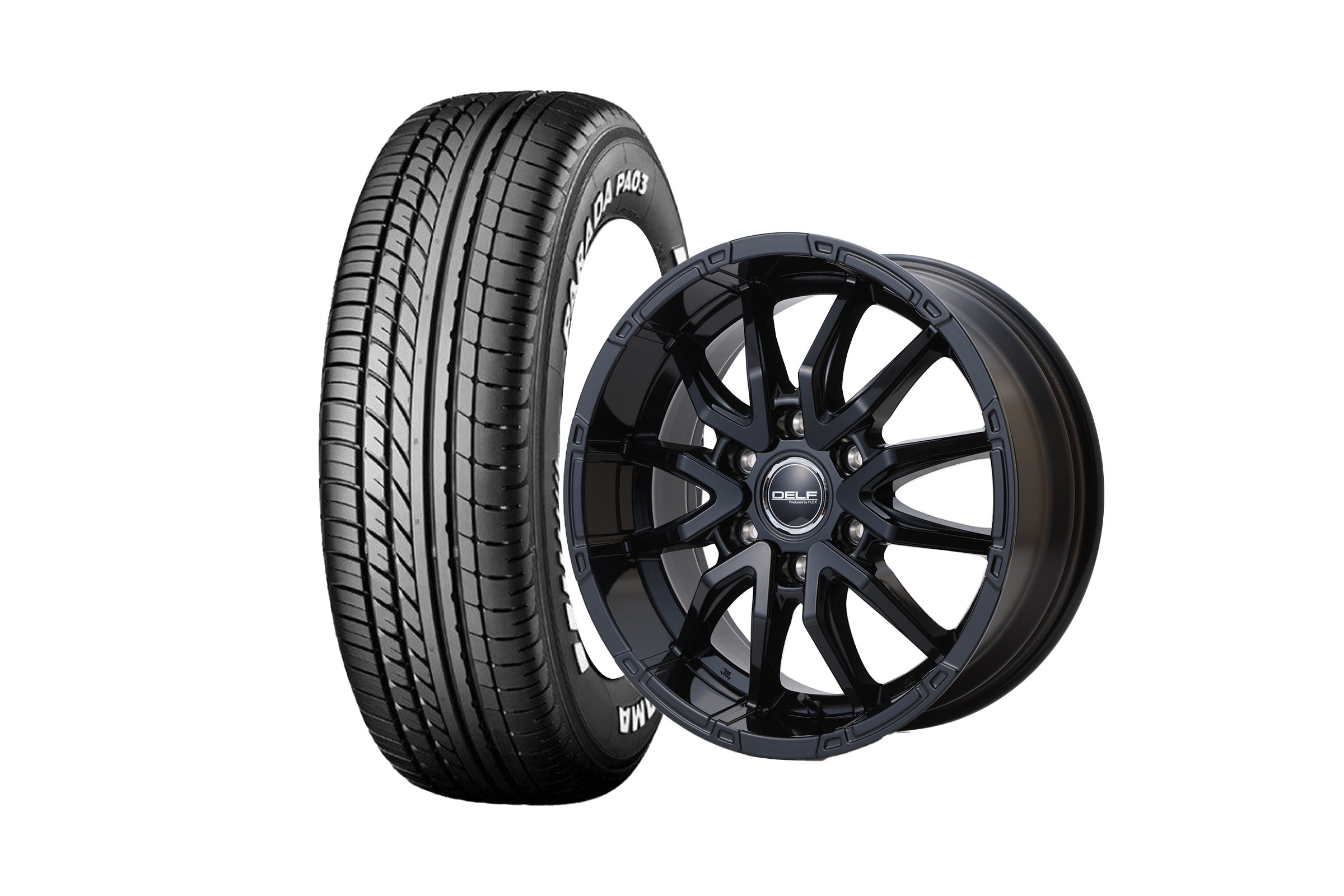フレックスハイエース Delf06-18GB 18インチホイール + PA03 ブラックレター225/50R18 107/105 LT規格(4本セッ【車両情報必須】|オートパーツ ダイレクト