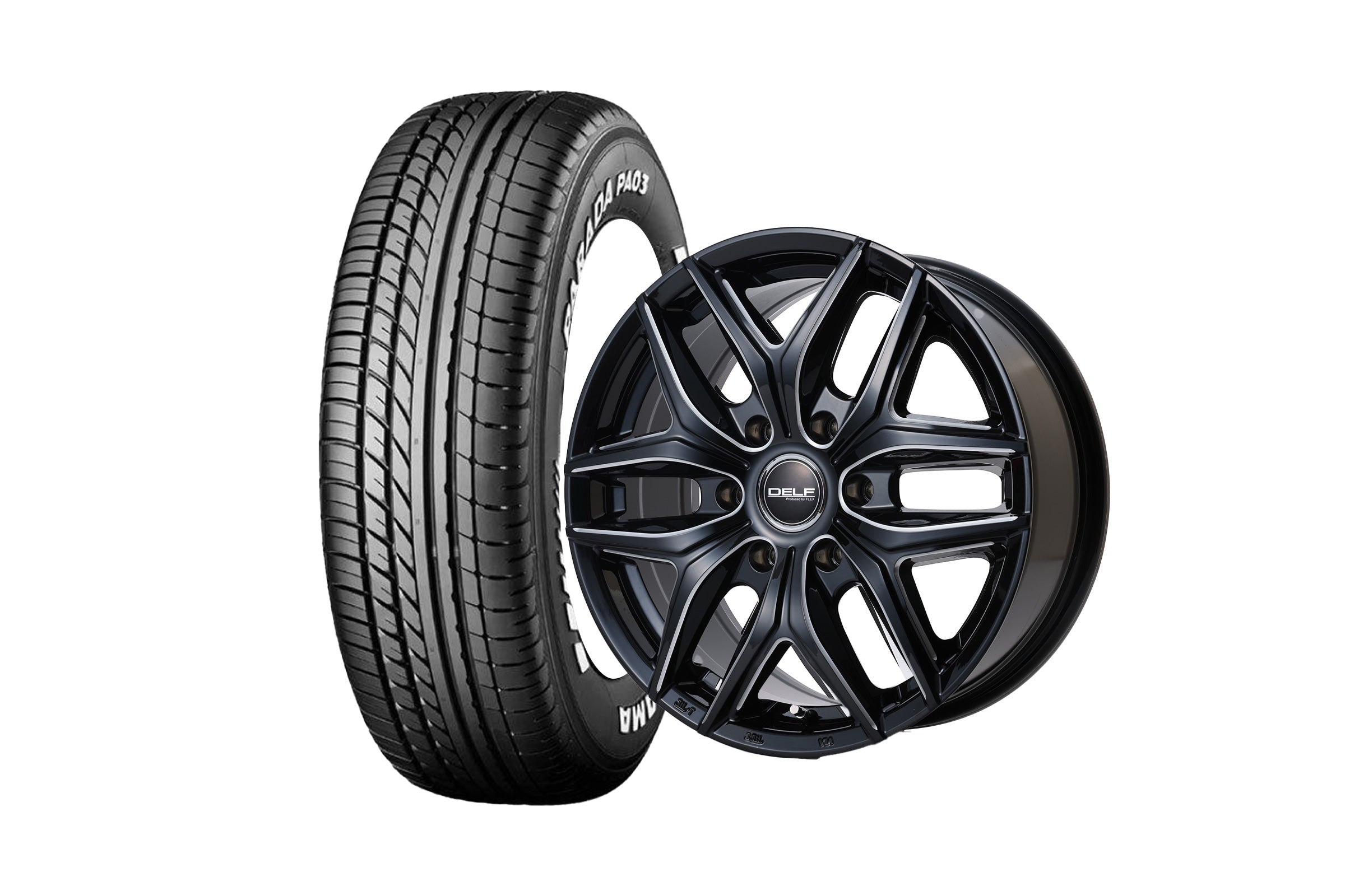 フレックスハイエース Delf01-18BMII 18インチホイール + PA03 ブラックレター225/50R18 107/105 LT規格(4本セ【車両情報必須】｜オートパーツ ダイレクト