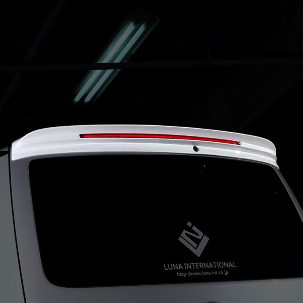 フェガーリハイエース 200系 6型 ワイドボディ ミドルルーフ車 FEGGARI リアルーフスポイラー LED付 FRP製 未塗装|オートパーツ ダイレクト
