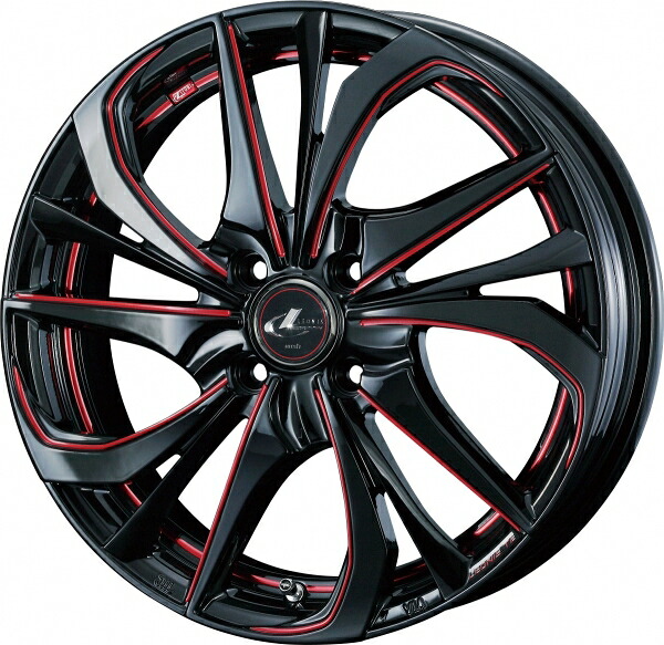 ウェッズ LEONIS レオニス TE 17インチ リム幅6.5J インセット+42 4穴 PCD100 BK/SC(RED) (ブラック/SCマシニング レッド) ホイール 2本セット