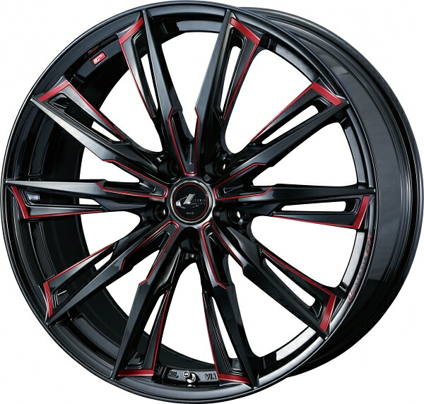 ウェッズ LEONIS レオニス GX 19インチ リム幅8.0J インセット+43 5穴 PCD114.3 BK/SC(RED) (ブラック/SCマシニング レッド) ホイール 4本セット