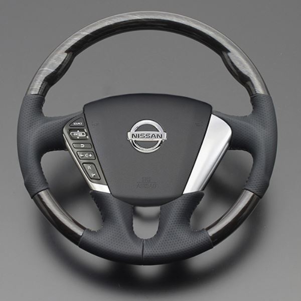 フェガーリ ムラーノ Z51 (2008/9-) ハイグレード ステアリング ガングリップ シルバーロズウッド×ブラックレザー