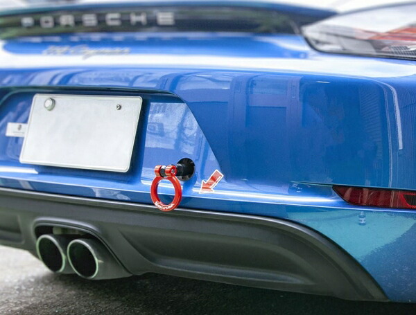 オクヤマ ポルシェ 911 (991) ターボS (フロント・リア共通) / 718 ケイマン (リア) フリップアップトーイングフック レッド