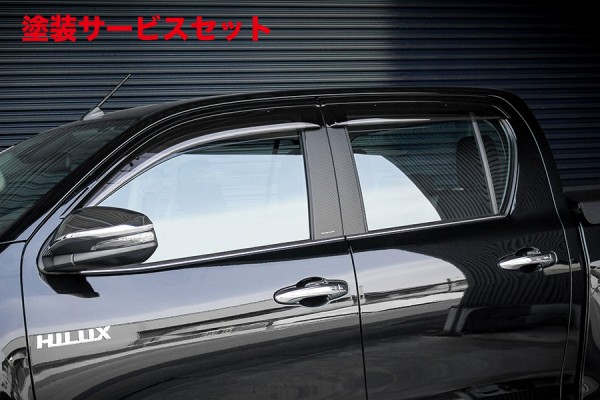 当社塗装品 ロジャムハイラックス 125系 (2019/3~) バイザー有り車 ROJAM カーボンデカール ピラー 8点セット ロゴ有|オートパーツ ダイレクト