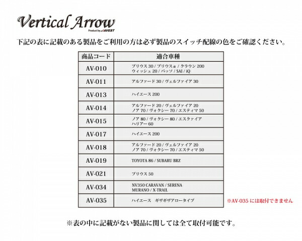 アベスト VerticalArrow ドアミラーウインカー 専用 ワイヤレススイッチ