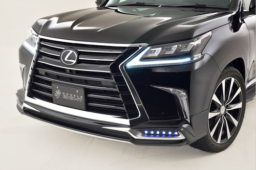 ダブルエイトLEXUS LX570 後期 フロントハーフスポイラー ゴムモールカラー:グレー+LEDアタッチメント｜オートパーツ ダイレクト