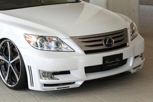 エムズスピード (ゼウス)レクサス Prussian Blue フロントバンパースポイラー(LED付属) 未塗装品 LEXUS LS LS600h/600hL(UVF45/46) LS460/460L (USF40/41) 中期 2009/9 - 2012/9|オートパーツ ダイレクト