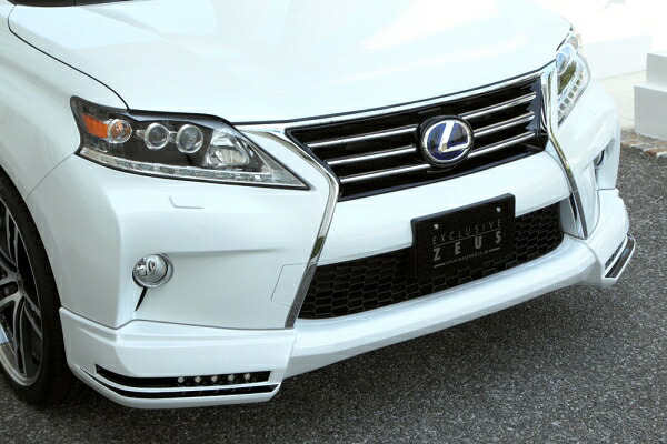 エムズスピード (ゼウス) レクサス LUV LINE フロントハーフスポイラー(LEDx10ヶ) 未塗装 LEXUS RX RX450h(GYL1＃W)/RX350 (GGL1＃W) RX270 (AGL10W) (F SPORT、エアロバンパー付車) 後期 2012/4 - 2015/9
