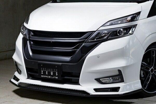 エムズスピード (ゼウス)セレナ HFC27/GFC27 ハイウェイスター 前期GRACE LINE フロントハーフスポイラー(LED付属)塗装済ブリリアントホワイトパール|オートパーツ ダイレクト