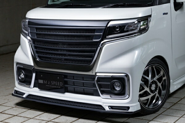 エムズスピード (ゼウス)スペーシア カスタム MK53SGRACE LINE フロントハーフスポイラー(LED付属)塗装済ピュアホワイトパール|オートパーツ ダイレクト