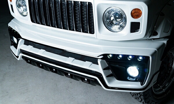 ロウェン ジムニーシエラ JB74 フロントバンパー FRP 単色塗装済 ジャングルグリーン LEDスポットカラー:ブルー 92,698円