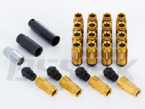 エセックス CRS シーアールエス (M12×P1.5) 2ピースシェルナット ミドル/ローレット アダプターポーチ付 5穴用(20本入り) ゴールド