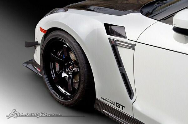 カンサイサービス NISSAN GT-R/R35 フロントワイドフェンダー R35(MY07～10) 【 専用LEDウインカー(クリア)、フロントバンパーアダプター付属 】