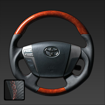 レアルクラウンマジェスタ 200系 2008/2～2013/9 ステアリング ミディアムブラウンウッド ブラウンユーロステッチ｜オートパーツ ダイレクト