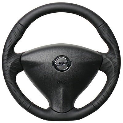 レアル NV350キャラバン E26 2012/6～ ステアリング オールレザー レッド×ブラック ユーロステッチ