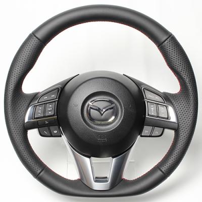 レアル アクセラ BM/BY 2013/11～2016/7 ステアリング オールレザー レッド×ブラック ユーロステッチ
