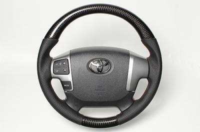 レアル ハイエース 200系 4型 2013/12～ ステアリング 小径 ブラックカーボン レッドステッチ