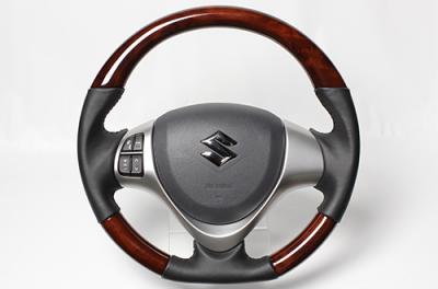 レアル フレアワゴンカスタムスタイル MM32S/MM42S 2013/4～ ステアリング ブラウンウッド ブラックステッチ
