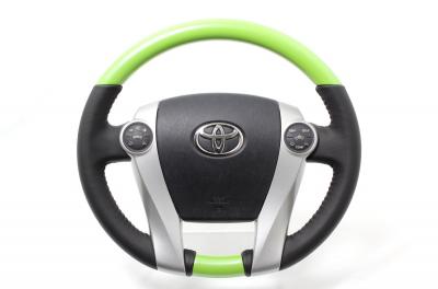 レアル メビウス ZVW41N 2013/4～ ステアリング フレッシュグリーン ブラックステッチ
