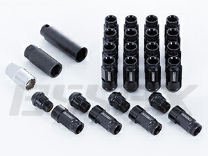 エセックス CRS シーアールエス (M12×P1.5) 2ピースシェルナット ミドル/ローレット アダプターポーチ付 6穴用(24本入り) ブラック