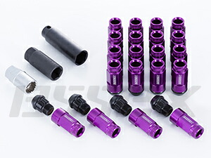 エセックス CRS シーアールエス (M12×P1.5) 2ピースシェルナット ミドル/ローレット アダプターポーチ付 4穴用(16本入り) パープル