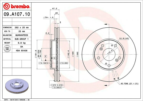 ブレンボ ローター オデッセイ RB3 RB4 08/10～13/10 FRONT 車台番号1300001→/M/S