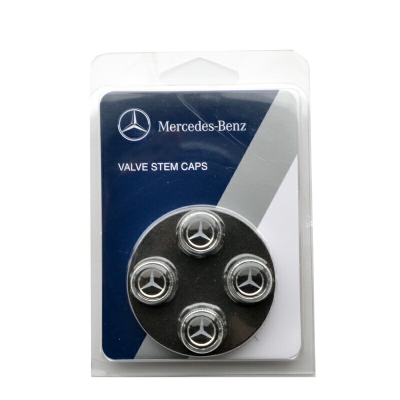 人気激安 メルセデスベンツ 純正品 Mercedes Benz 全年式 エアバルブキャップ ブラック 全車種適合 エンブレム入り