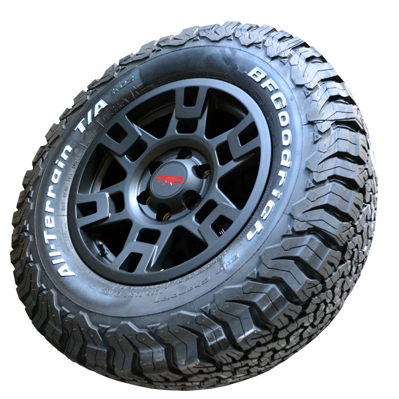 【USトヨタ直輸入純正】FJクルーザー・タコマ・4ランナー(サーフ215)TRD17インチアルミホイールタイヤホイール5本セット(マットブラック)※BFGoodrichAll-TerrainT/AKO2(265/70R17)【JWL規格刻印あり】