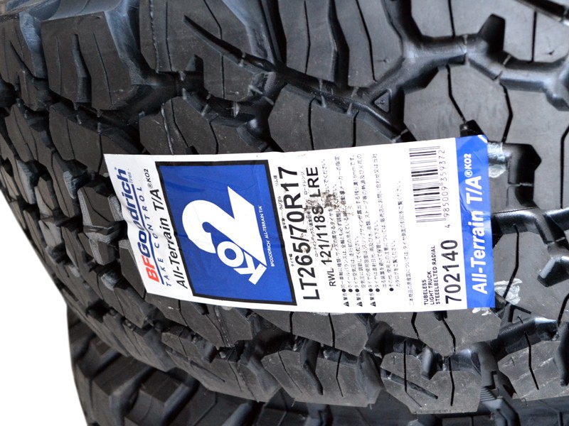 【USトヨタ直輸入純正】FJクルーザー・タコマ・4ランナー(サーフ215)TRD17インチアルミホイールタイヤホイール5本セット(マットブラック)※BFGoodrichAll-TerrainT/AKO2(265/70R17)【JWL規格刻印あり】
