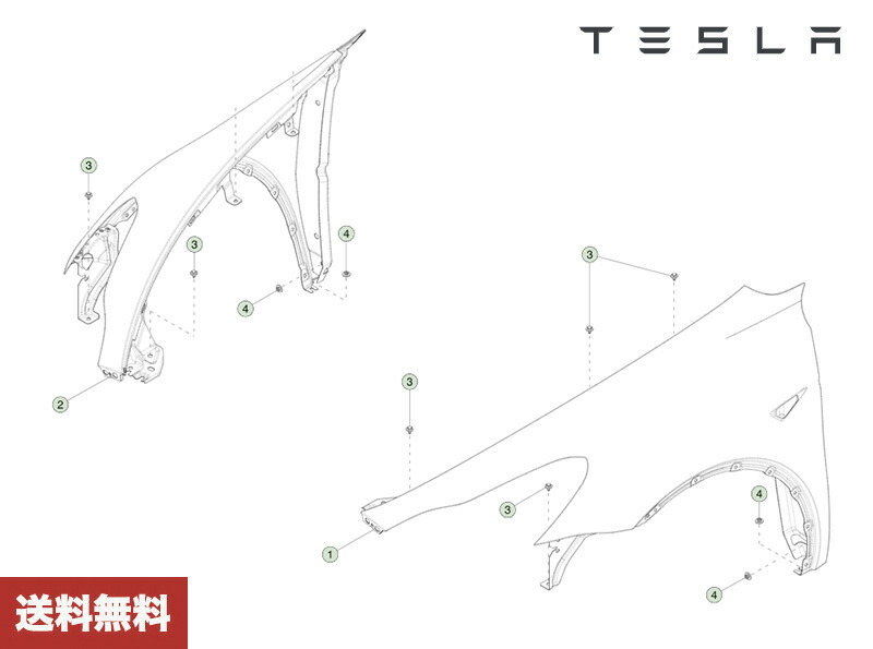 【楽天市場】テスラ モデルy用 テスラ純正 フェンダーアセンブリ右側 パーツ番号 1493452 E0 B My Fender