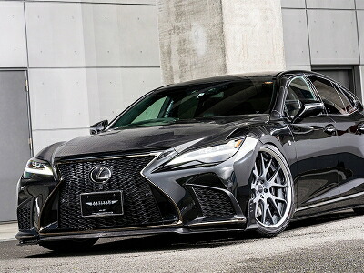 LEXUS LS500/500h 50系 後期 2020/11~ Fスポーツ BLACK LABEL フロントアンダースポイラー+サイドフィン カーボン クリア塗装取付|Autostyle