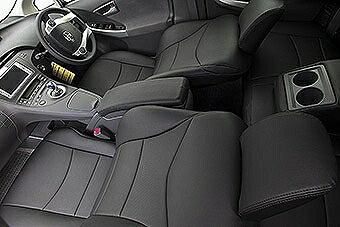 クラウンマジェスタ 170系 (後部座席背もたれ一体型) シートカバー モダン カラー：ブラック/赤ステッチ