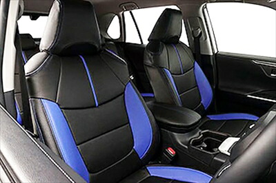 【納期：約４か月前後】50系 RAV4 ハイブリッド 専用モデル シートカバー ブラック+青色｜Autostyle