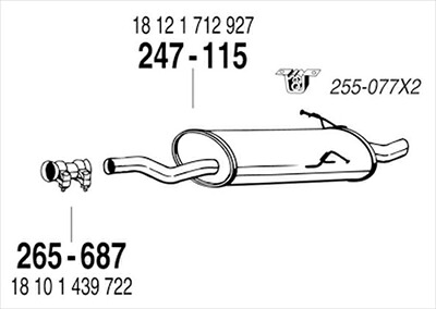 BMW E46 318i Sedan/Coupe 1.9L 前期 純正タイプ補修用マフラー リアマフラー