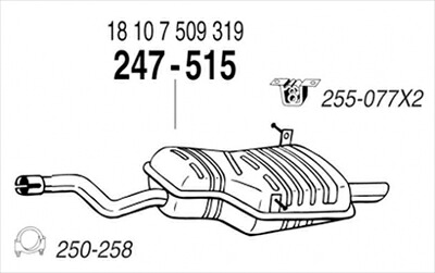 BMW E46 318i Sedan/Touring/Coupe 2.0L 後期 純正タイプ補修用マフラー リアマフラー