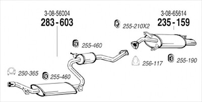 VOLVO S40 2.0T 純正タイプ補修用マフラー センターマフラー