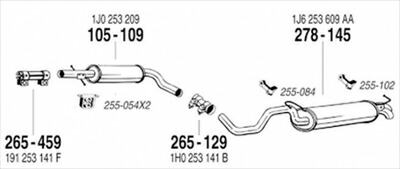 VW NEW BEETLE 1.6 純正タイプ補修用マフラー センターマフラー