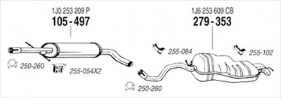 VW NEW BEETLE 1.8 Turbo 純正タイプ補修用マフラー センターマフラー