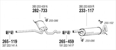 VW PASSAT 3B 1.8 NA Sedan/Wagon 純正タイプ補修用マフラー リアマフラー