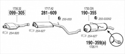 16572円 正規品販売! PEUGEOT 206 1.6 8V Hatchback 純正タイプ補修用マフラー リアマフラー