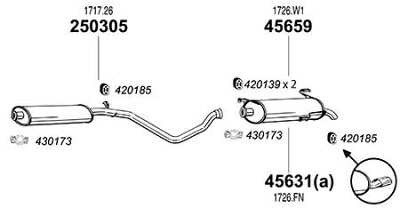 PEUGEOT 306 2.0 8V ハッチバック 純正タイプ補修用マフラー センターマフラー　250305