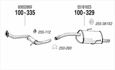 ALFA ROMEO 156 2.5 V6 純正タイプ補修用マフラー リアマフラー 【納期未定】