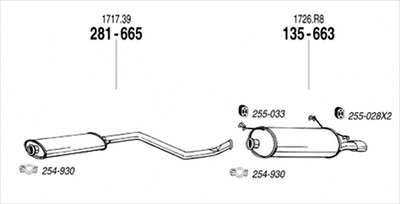 CITROEN ZX N2RF/N2DK ハッチバック 純正タイプ補修用マフラー リアマフラー