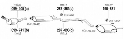 PEUGEOT 406 2.0 Break 99-03/03 純正タイプ補修用マフラー センターマフラー