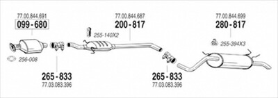 RENAULT MEGANE 1 2.0 V8 Hatchback/Scenic 純正タイプ補修用マフラー リアマフラー 27,179円