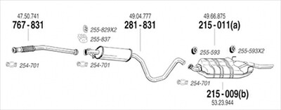 SAAB 9-3 2.0T Aero Hatchback/Coupe/Cabriolet 純正タイプ補修用マフラー リアマフラー