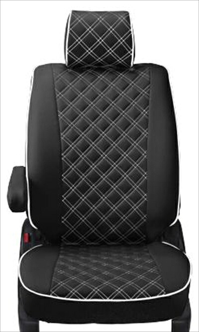 アウトランダーPHEV GG2W 前期 シートカバー キルティングタイプ ブラック×ホワイトステッチ